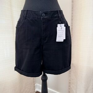 Gibson Latimer Perfect Fit High Waisted Stretch Roll Cuff Shorts Black Sz 10 NWT